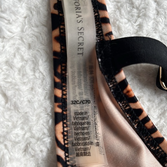 Victoria’s Secret Swim 32C Bombshell Bikini Top Leopard Shine Adjustable Straps - Picture 5 of 6